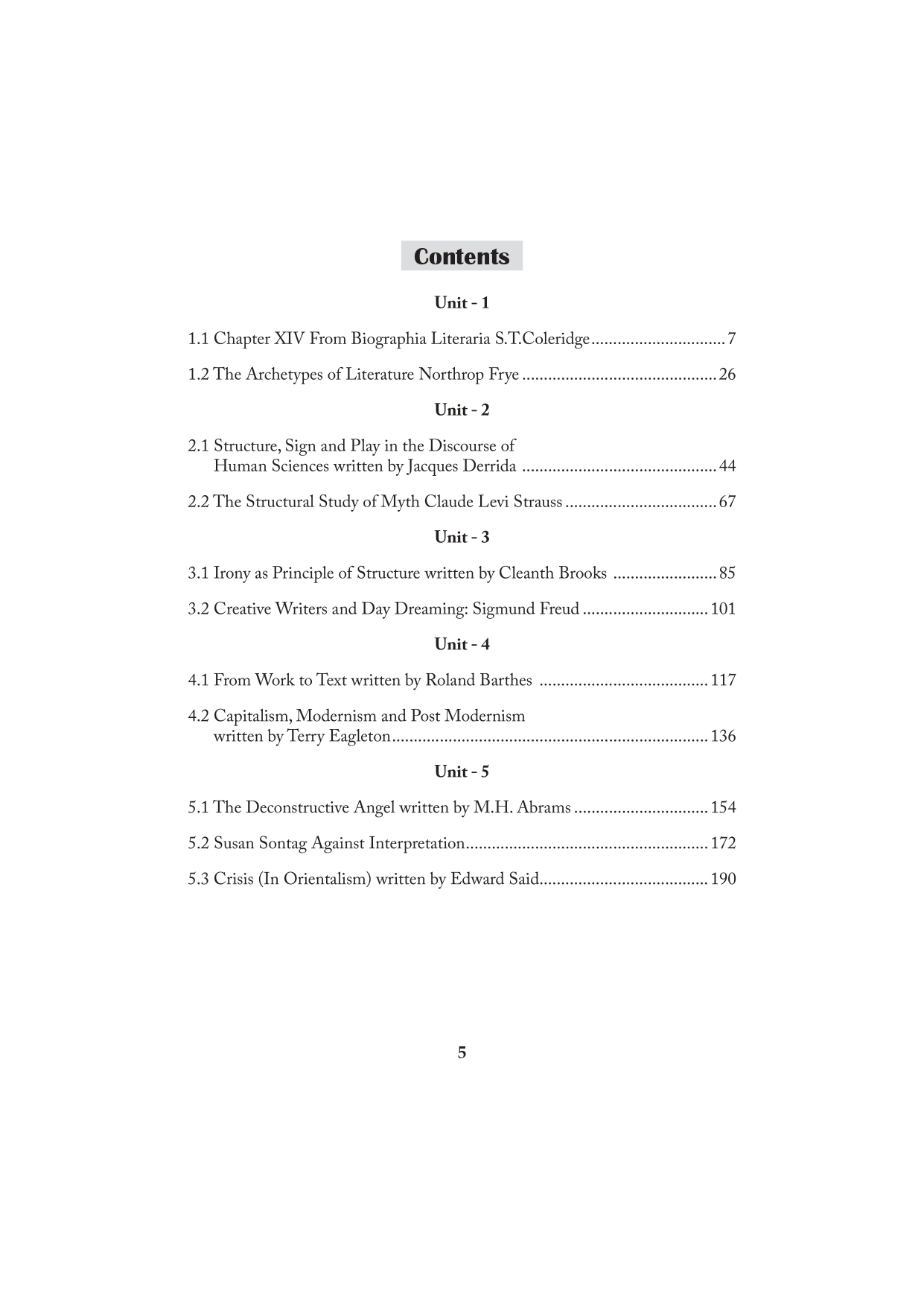 Contemporary Literary Criticism - PG - Sem 3 - M S University