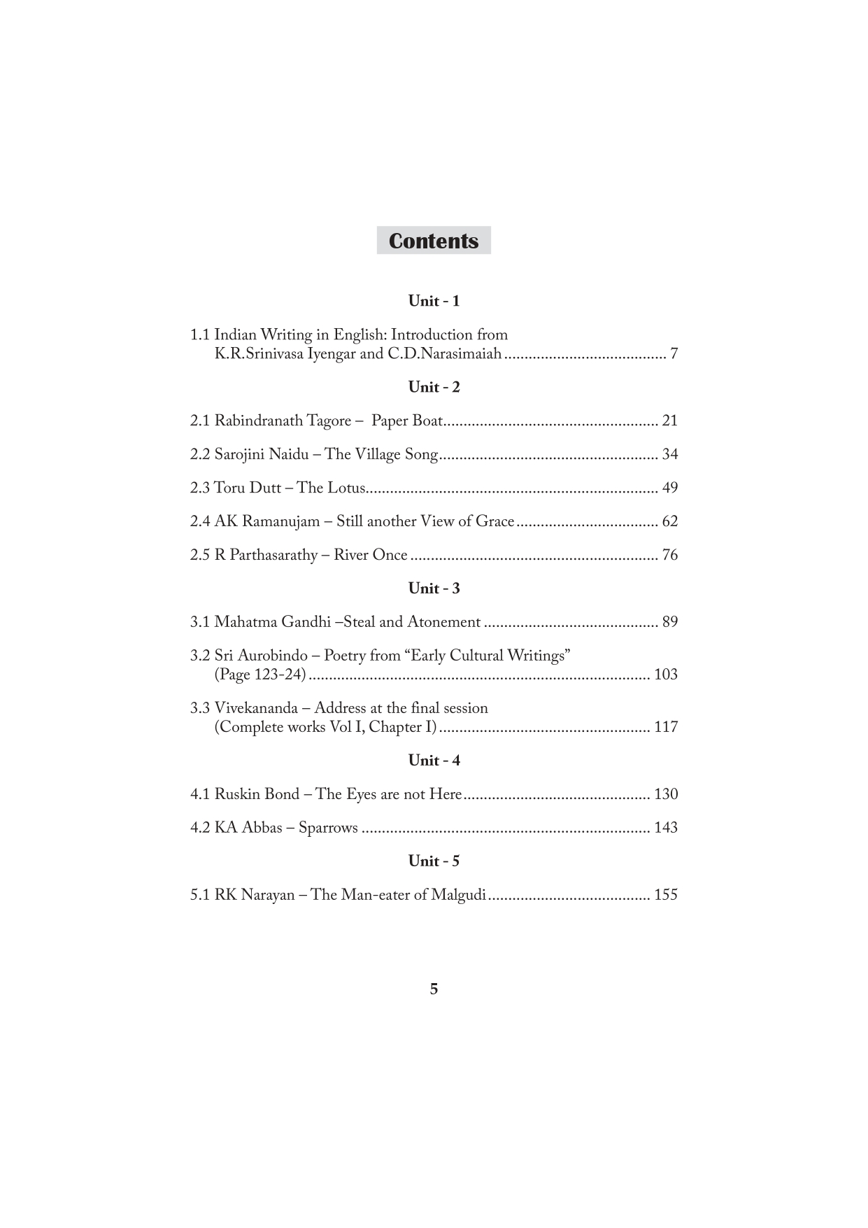 Indian Writing in English - UG - Sem 1 - Thiruvalluvar University