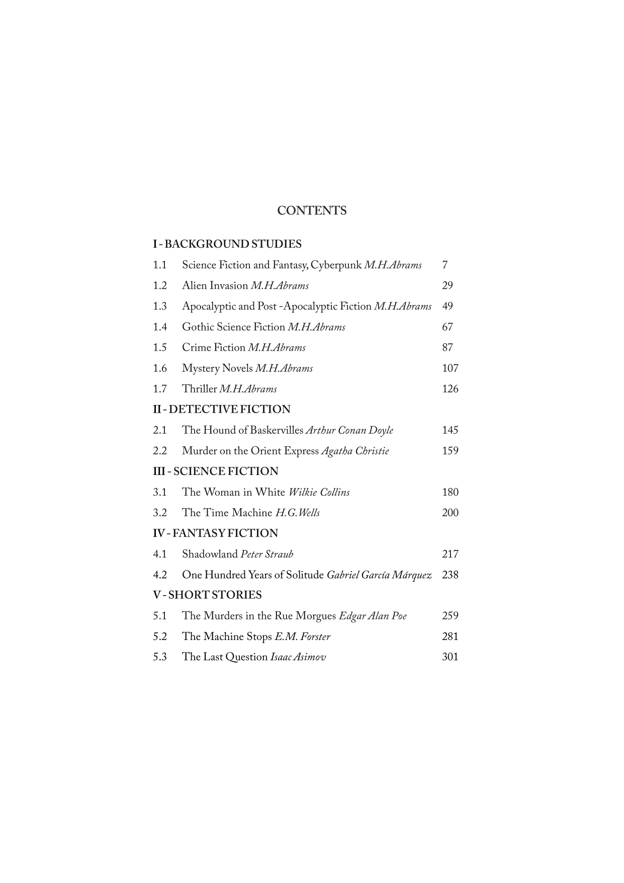 Science Fiction, Fantasy and Detective Literature - PG - Sem 1 - Madurai Kamarajar University