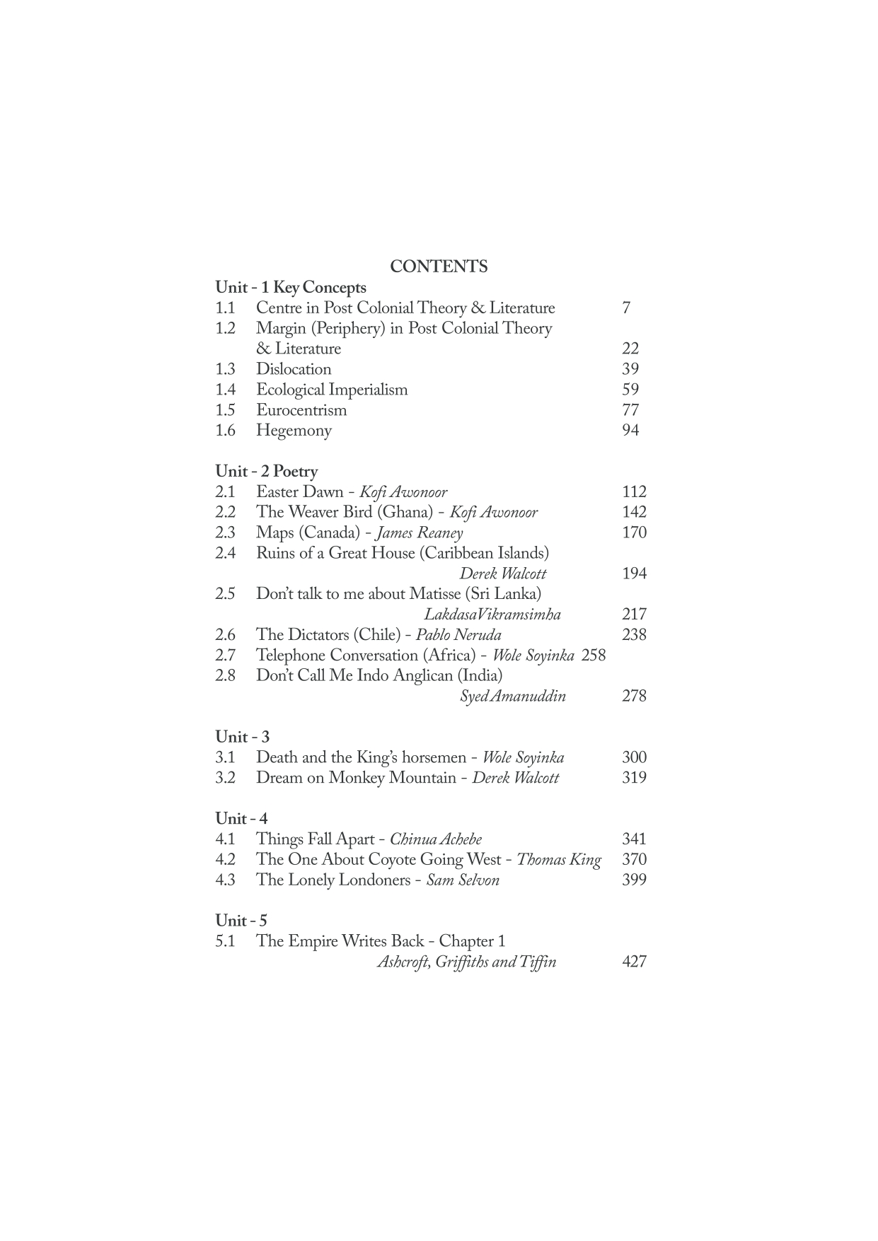Post Colonial Literature - PG - Sem 3 - Thiruvalluvar University