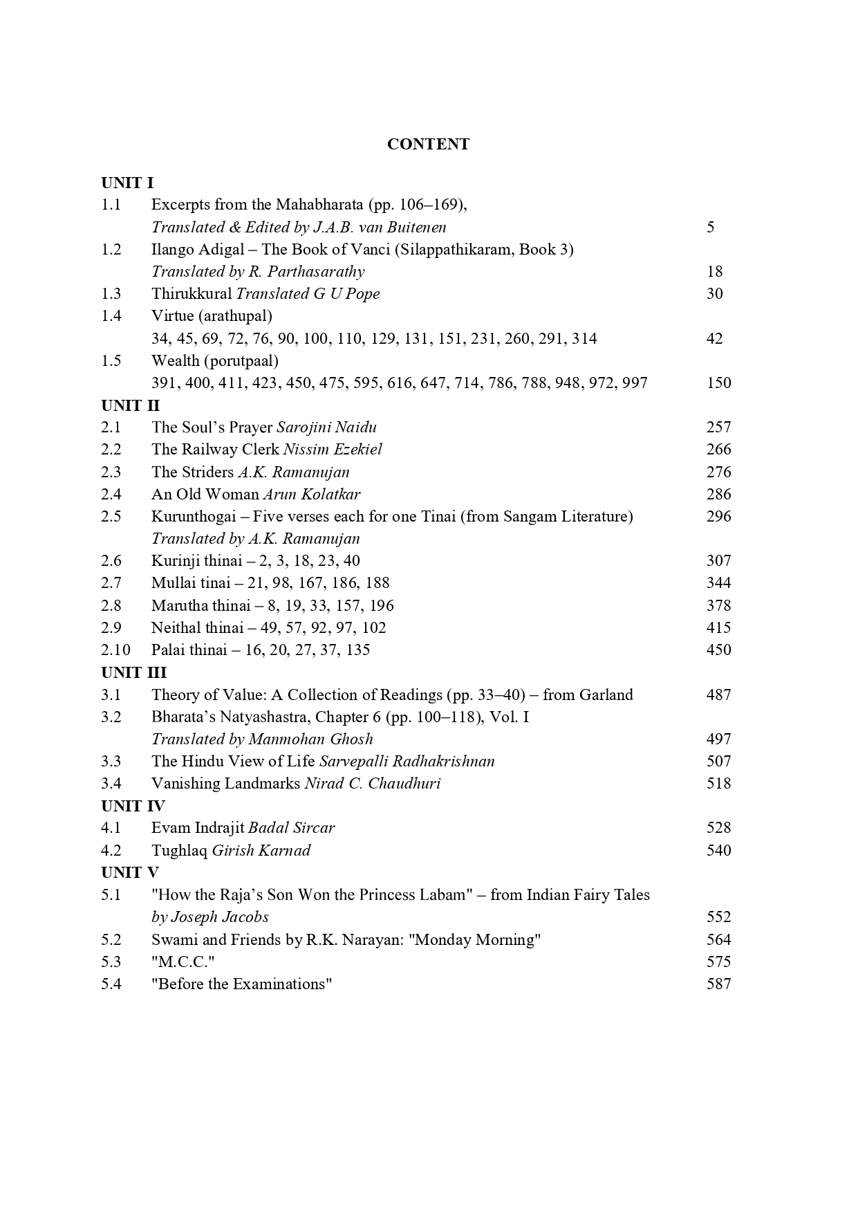 Indian Writing in Translation - Sem 5 - M S University