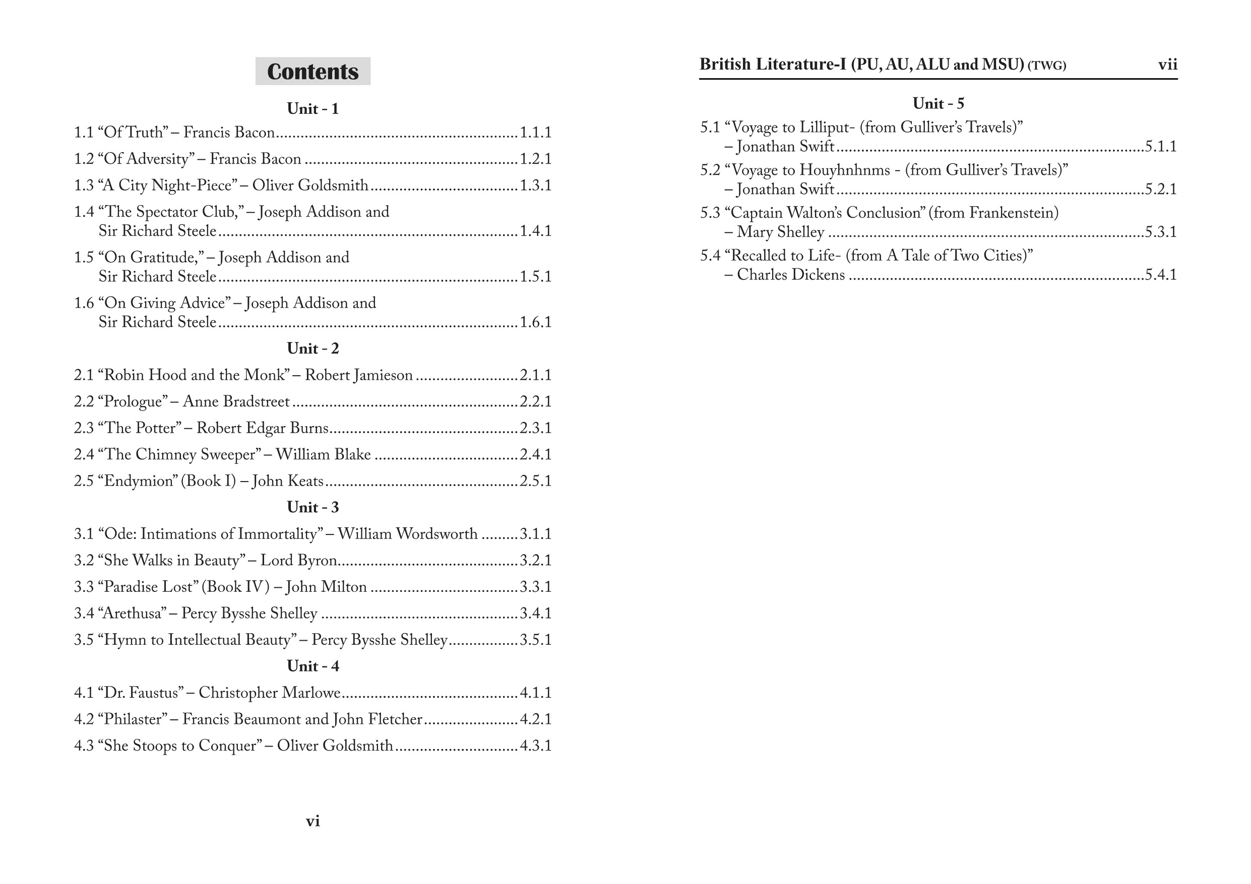 British Literature I - UG - Sem 2