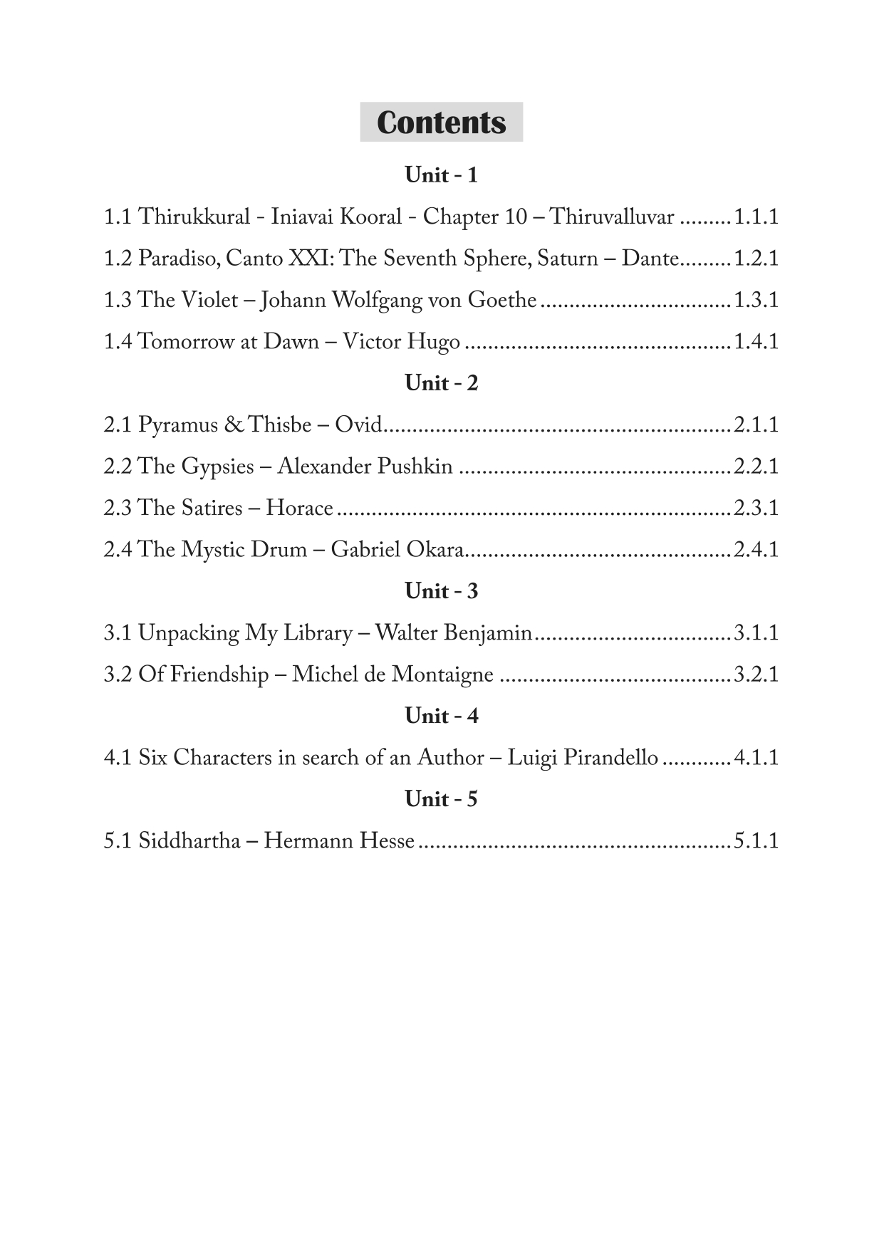 World Literature in Translation - UG Sem 4